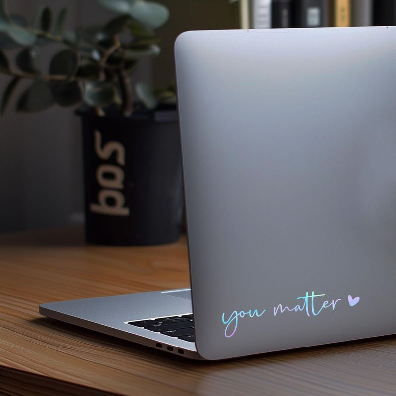 WCDHOR 2 x You Matter Rearview Mirror Decal Water Bottle Stickers Affirmation Reminder Sticker Laptop Bumper Sticker Tumbler Vinyl Sticker Car Mirror Decal New Car Decor (You Matter, Holographic Opal) - Image 4